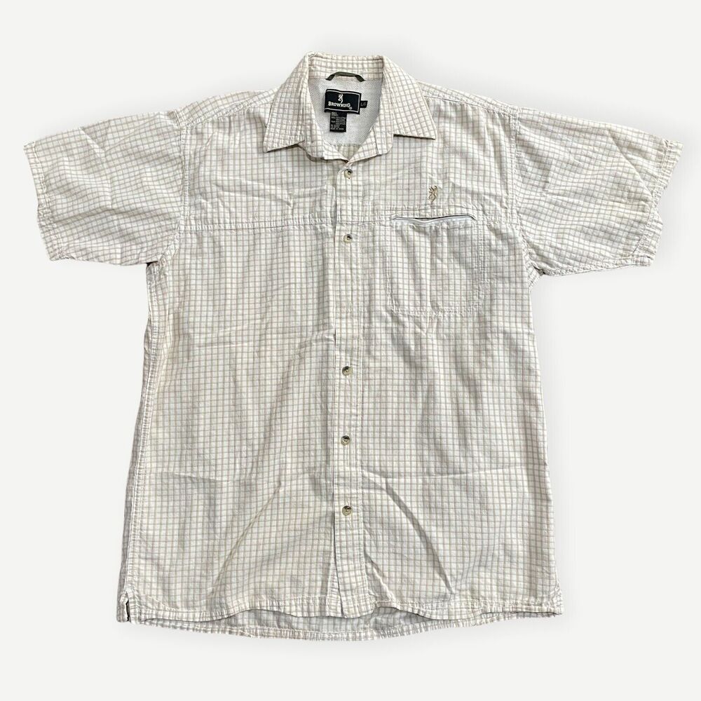 Browning Men's Plaid Short‎ Sleeve Button Up Shirt Outdoor Casual L/G